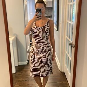 Diane Von Furstenberg Brown and Cream Silk Dress